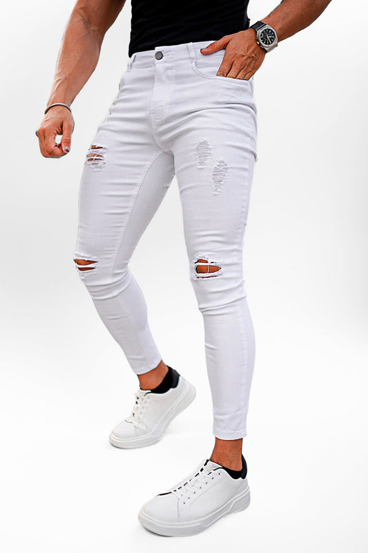 Men's White Skinny Jean - Ripped