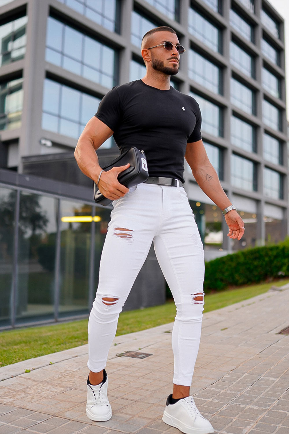 Men's White Skinny Jean - Ripped