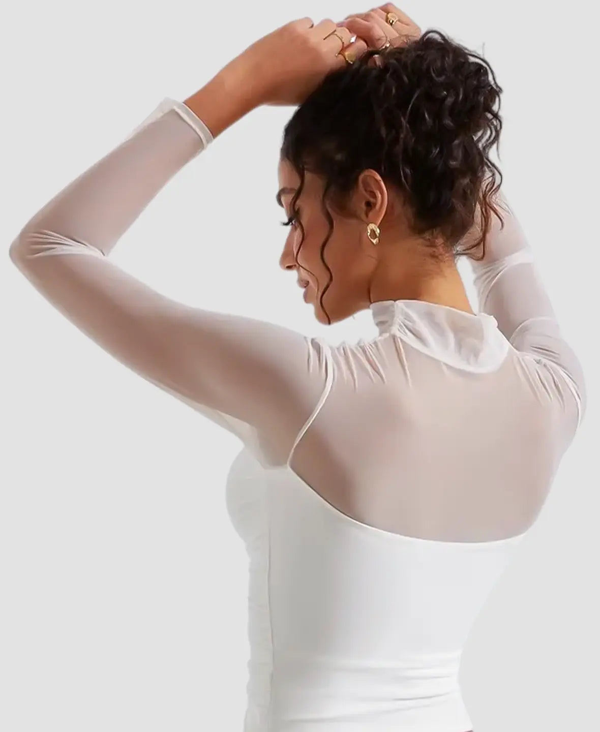 Sheer Mesh Turtleneck Top