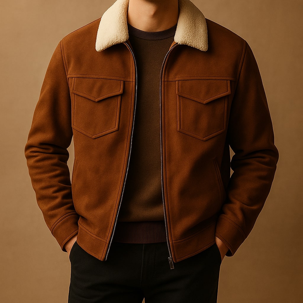 Benton Shearling-Collar Jacket