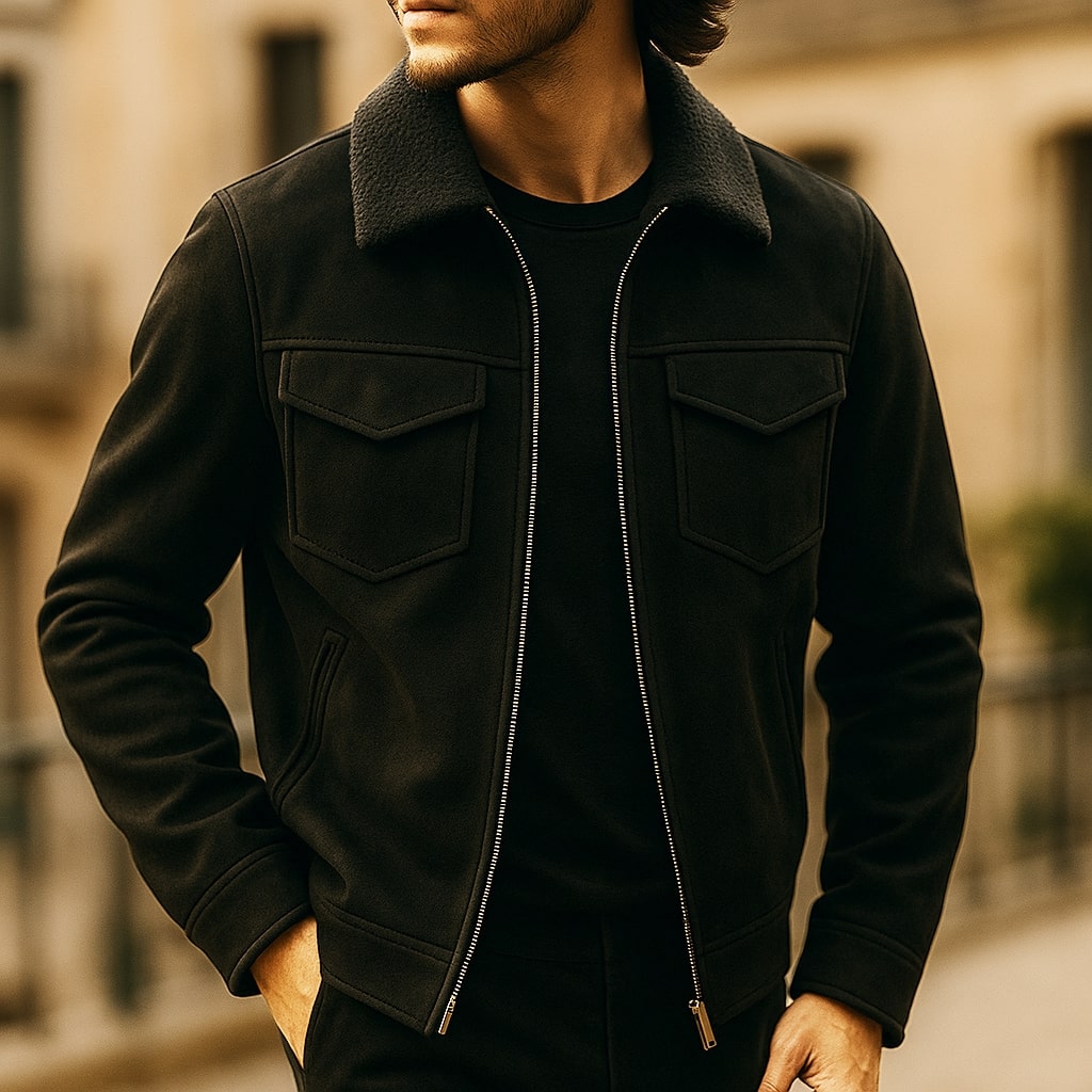 Benton Shearling-Collar Jacket