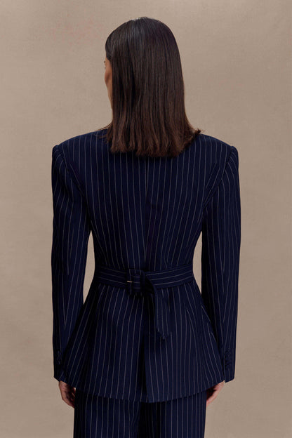 Bellamy Cinched Blazer - Navy Pinstripe