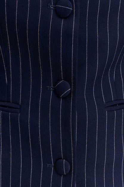 Bellamy Cinched Blazer - Navy Pinstripe