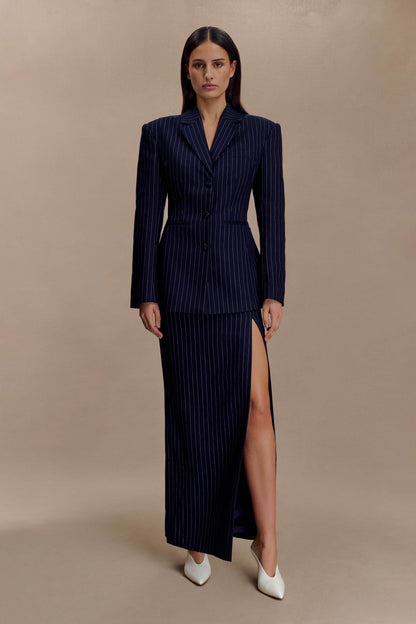 Bellamy Cinched Blazer - Navy Pinstripe
