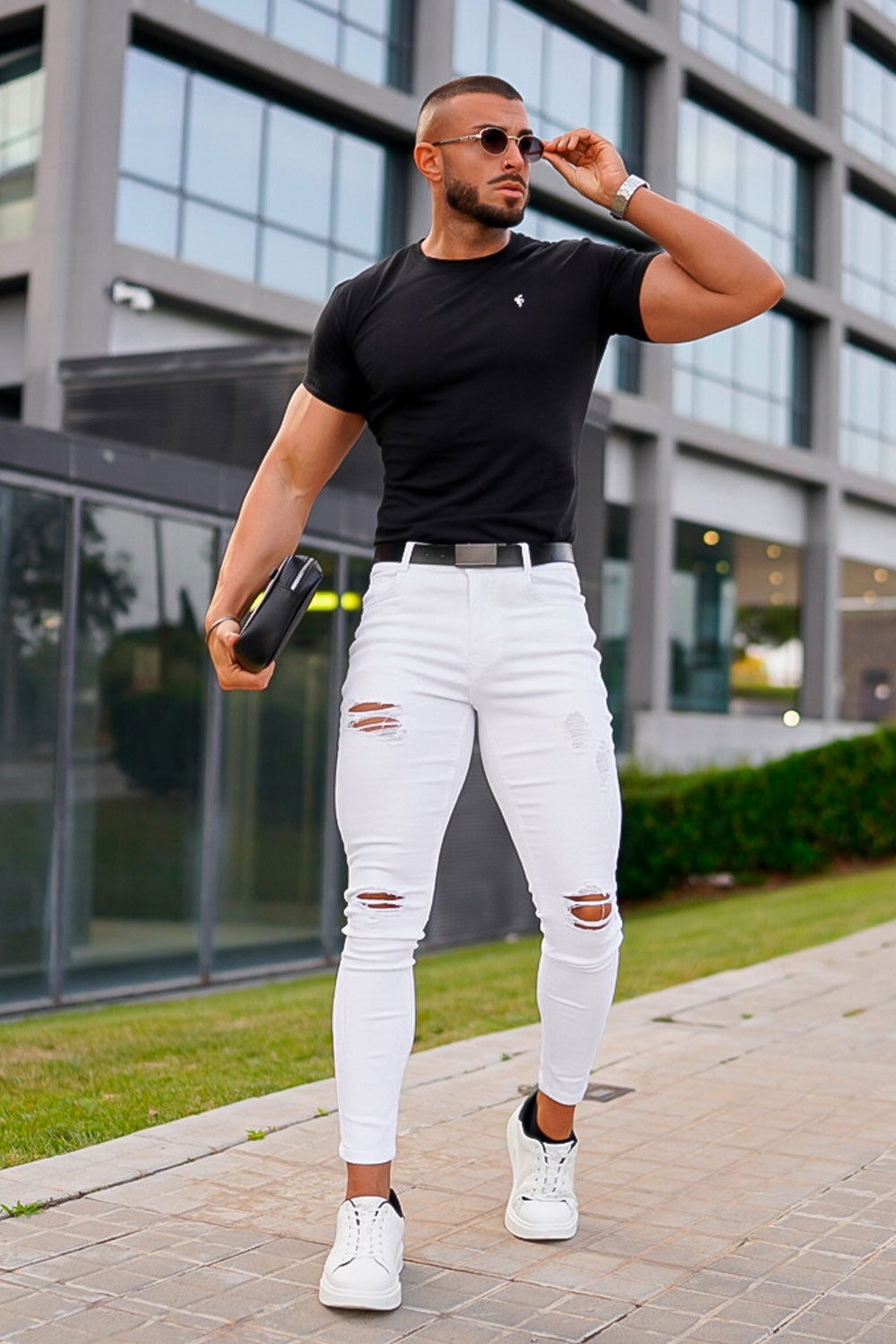 Men's White Skinny Jean - Ripped