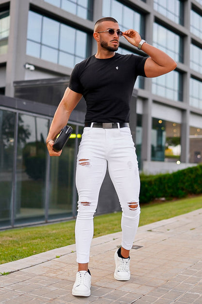 Men's White Skinny Jean - Ripped