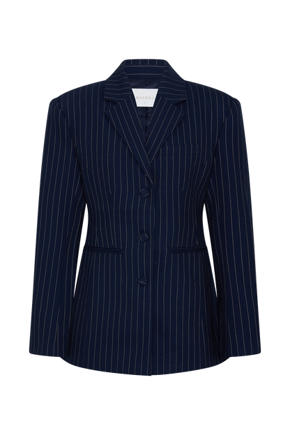 Bellamy Cinched Blazer - Navy Pinstripe