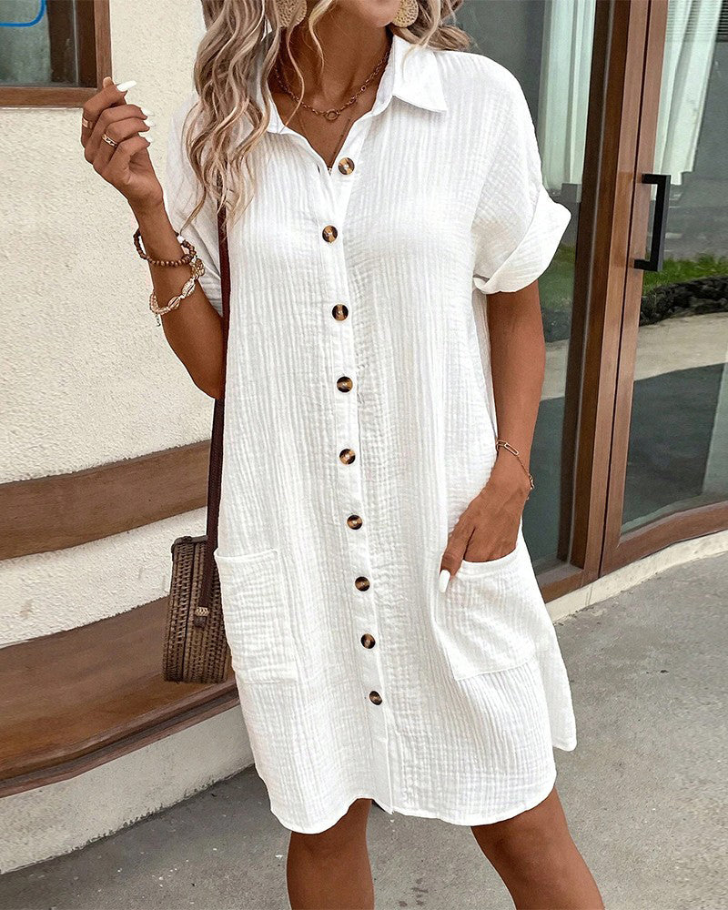 Button Down Polo Style Shirt Dress