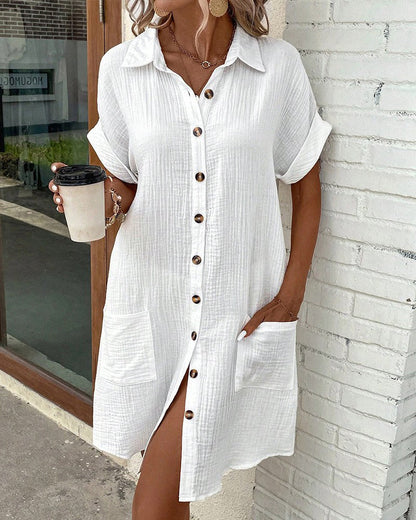 Button Down Polo Style Shirt Dress