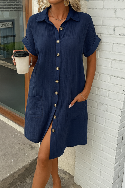 Button Down Polo Style Shirt Dress