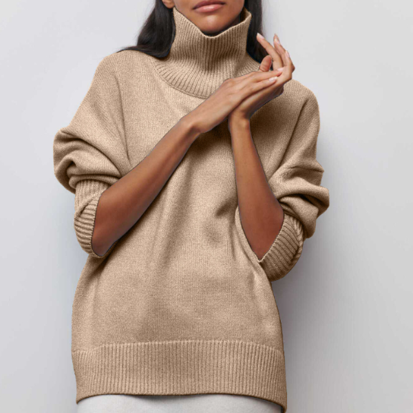 Amélie Oversized Cotton Roll‑Neck Jumper