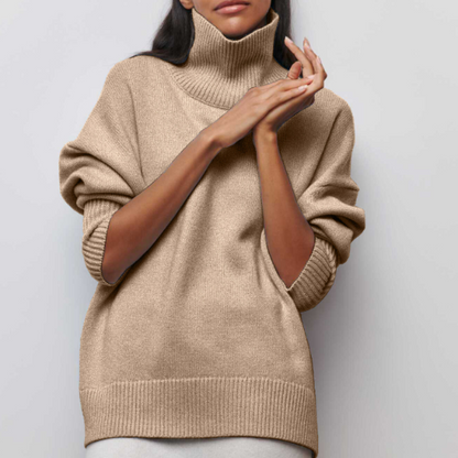 Amélie Oversized Cotton Roll‑Neck Jumper