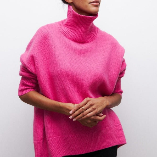 Amélie Oversized Cotton Roll‑Neck Jumper