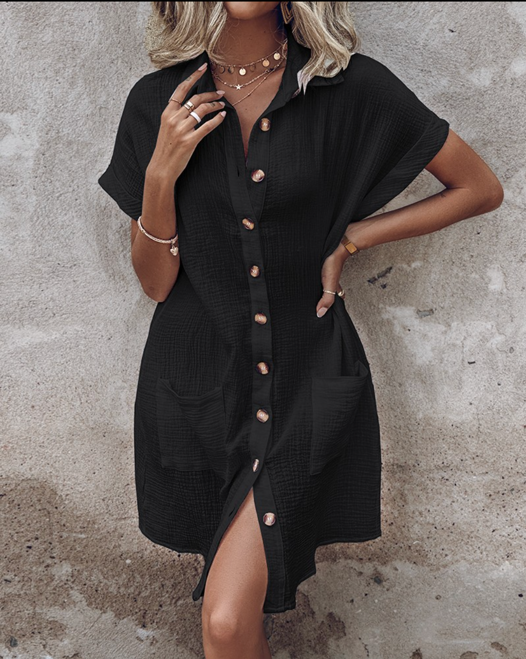 Button Down Polo Style Shirt Dress