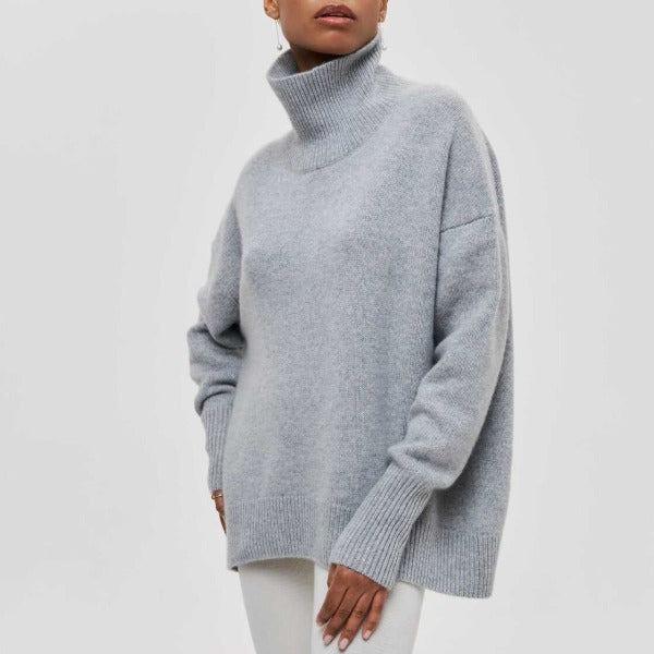 Amélie Oversized Cotton Roll‑Neck Jumper