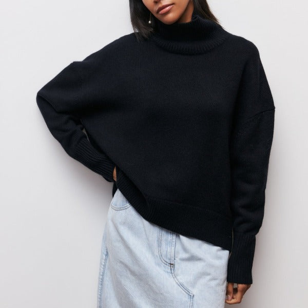 Amélie Oversized Cotton Roll‑Neck Jumper
