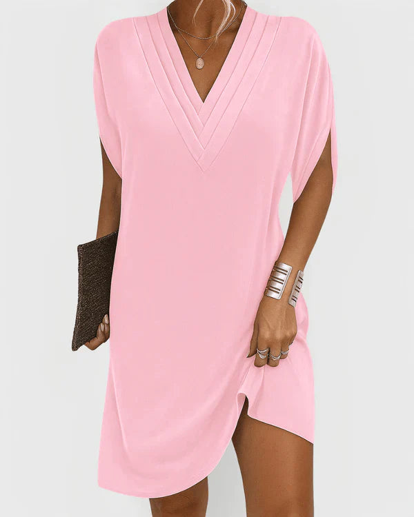 Evelyn V-Neck Short Sleeve Chic Dress