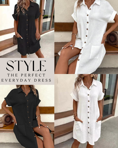 Button Down Polo Style Shirt Dress