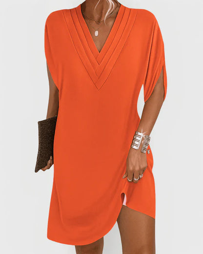 Evelyn V-Neck Short Sleeve Chic Dress