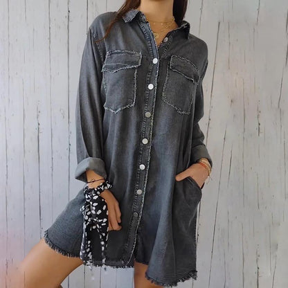 Amelie Trendy Oversized Denim Shirt Dress