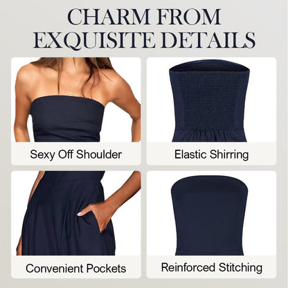 Women's Off Shoulder Wide Leg Jumpsuit