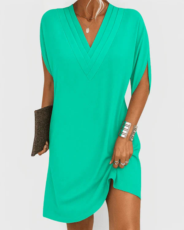Evelyn V-Neck Short Sleeve Chic Dress