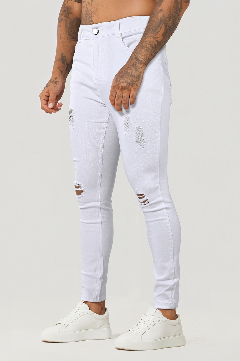 Men's White Skinny Jean - Ripped